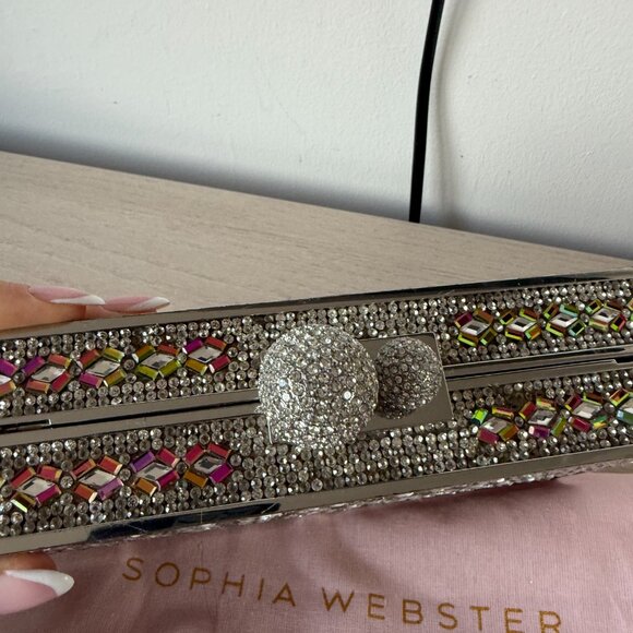 Sophia Webster Clara Clutch Box Bag Crystal Embellished - Picture 10 of 14